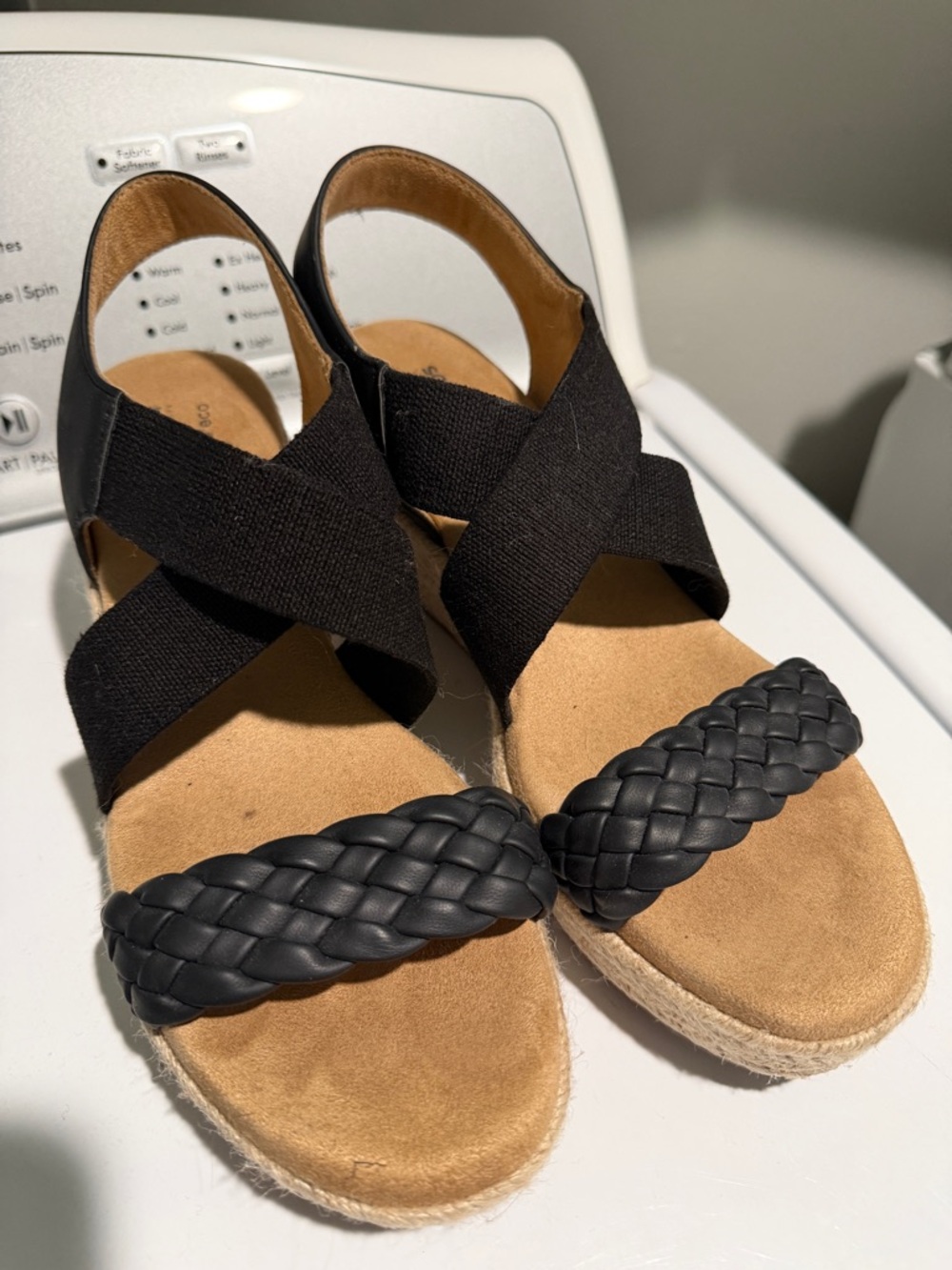 Sonoma Black Braided Espadrille Wedge Sandals
